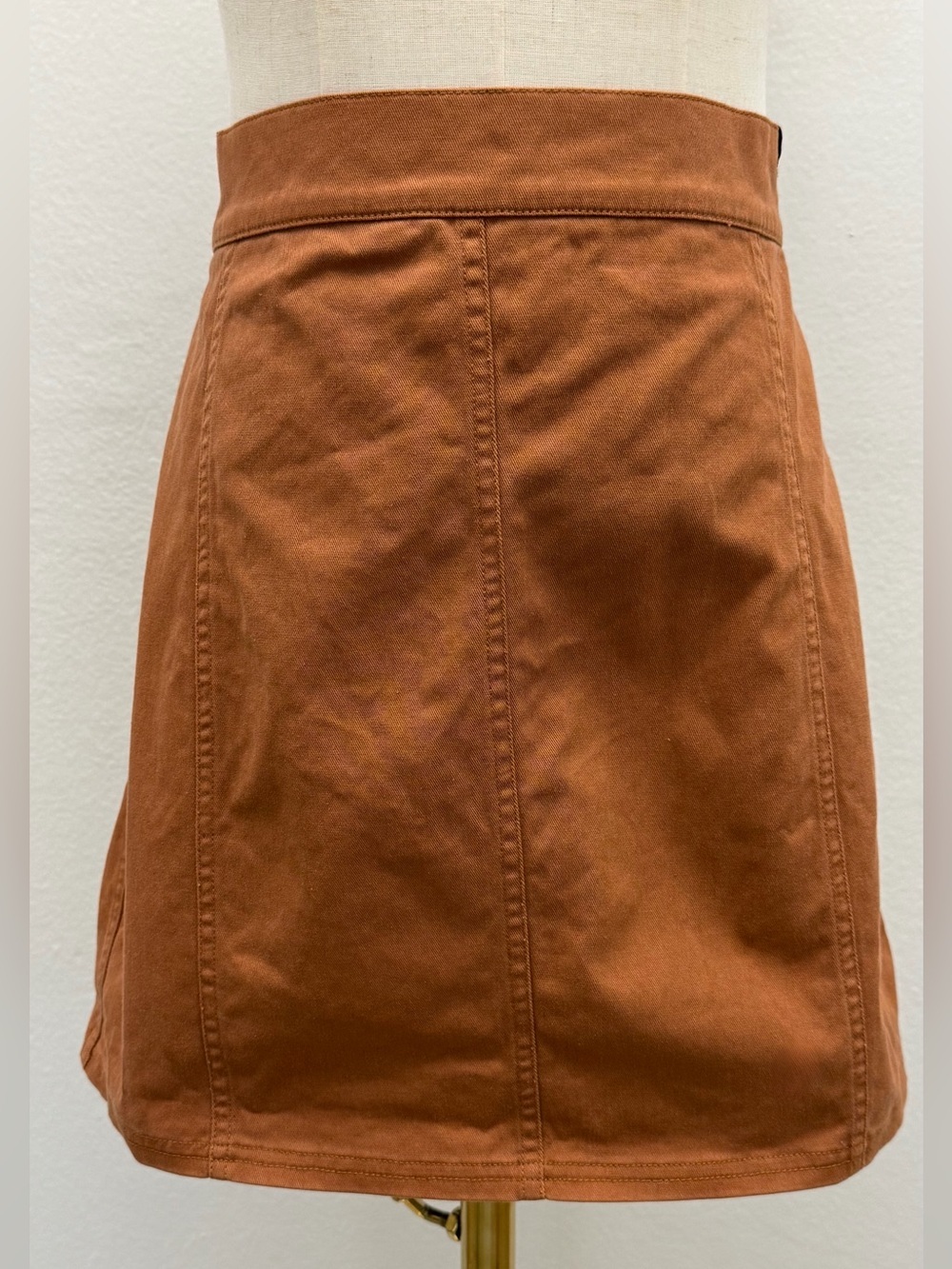 Hurley Women’s Brown Denim Mini Skirt Size Small Cotton Stretch Casual A-Line